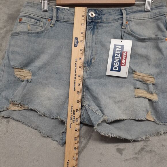 Levi's Denizen Distressed Cut Off Denim Shorts Stretch Blue Women Sz 14 NWT - Picture 3 of 10